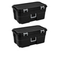2 Pack 22 Gallon Black Wheeled Lockable Plastic Storage Trunk A299655