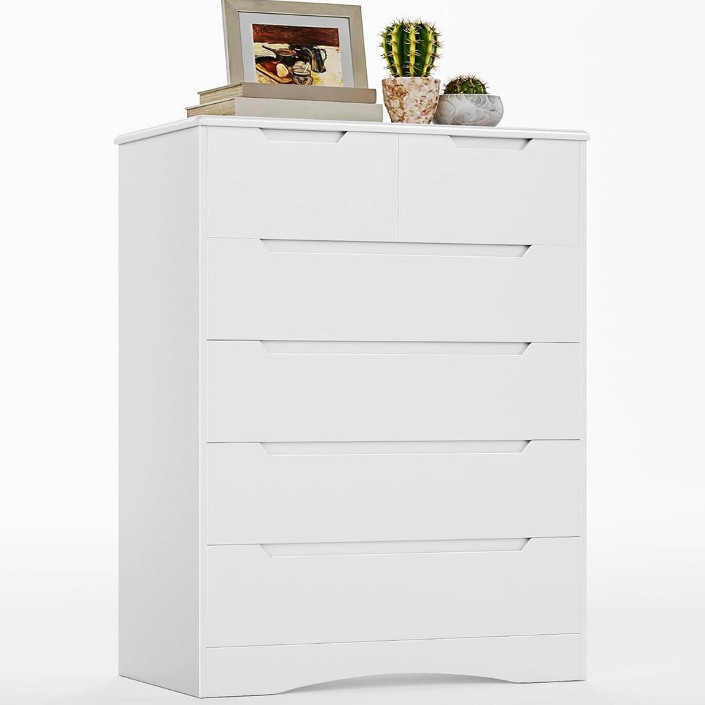 White 6 Drawer Dresser C873652