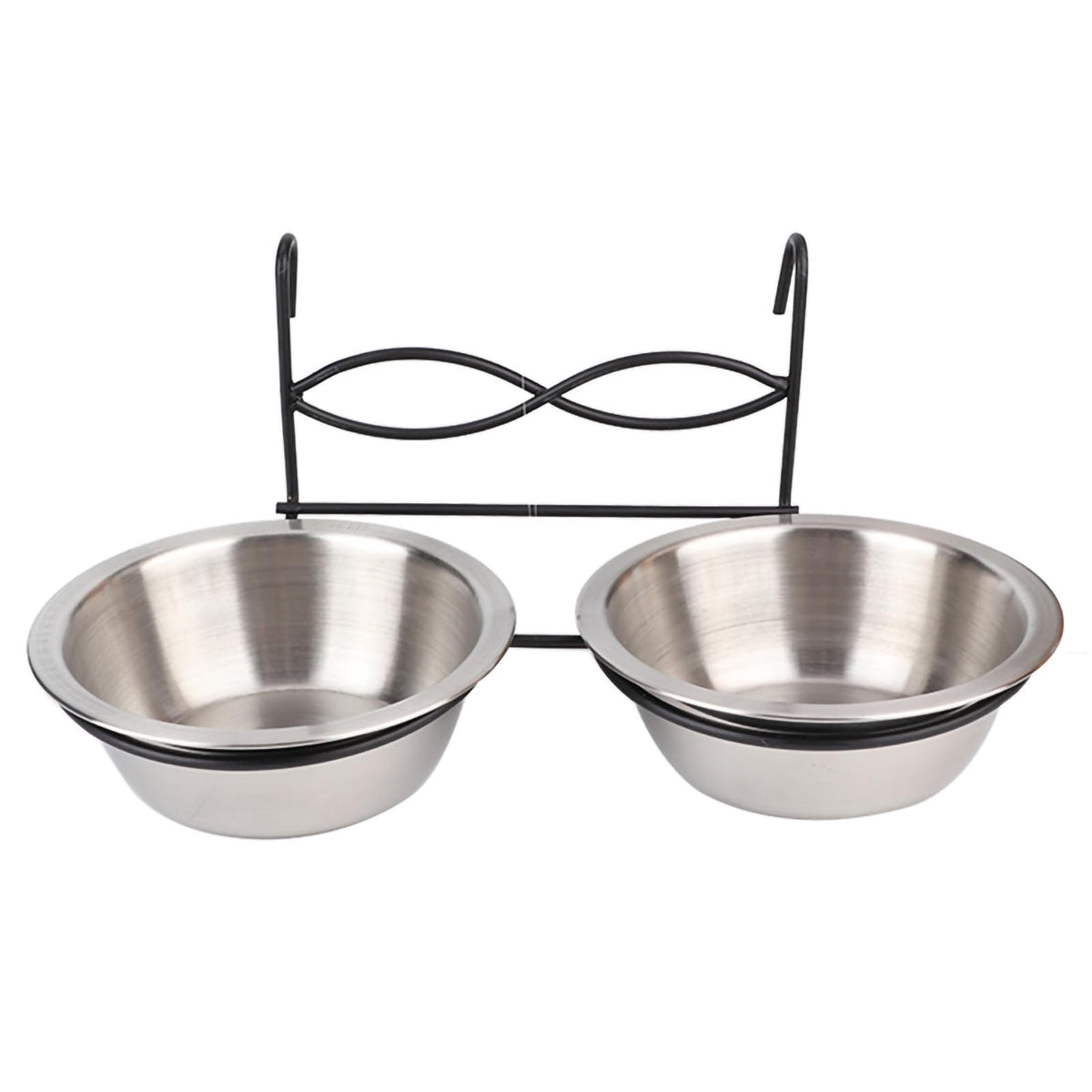 Stainless Steel Hanging Pet Bowls, 2 Bowls 1 Hook Y9257