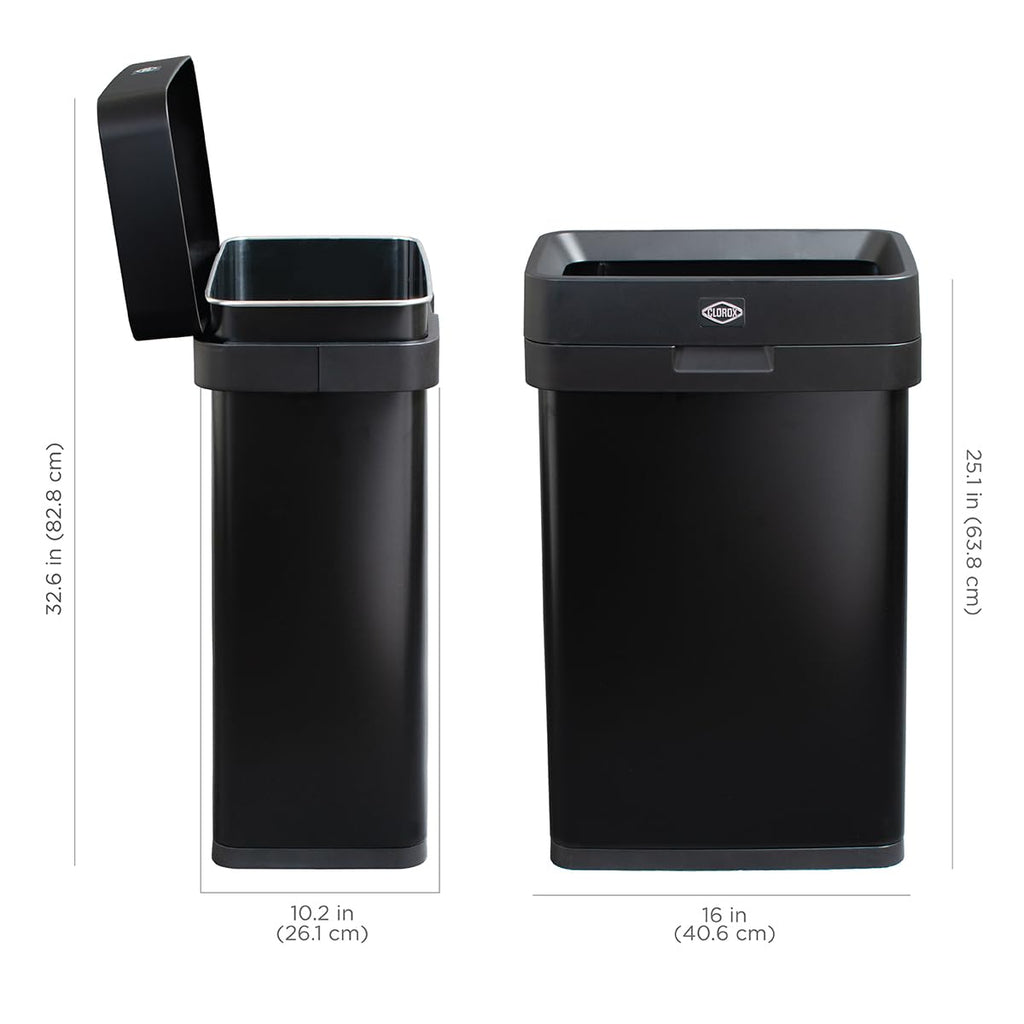 Slim Open Top Stainless Steel Trash Can, Matte Black, 13 Gal / 50L X702