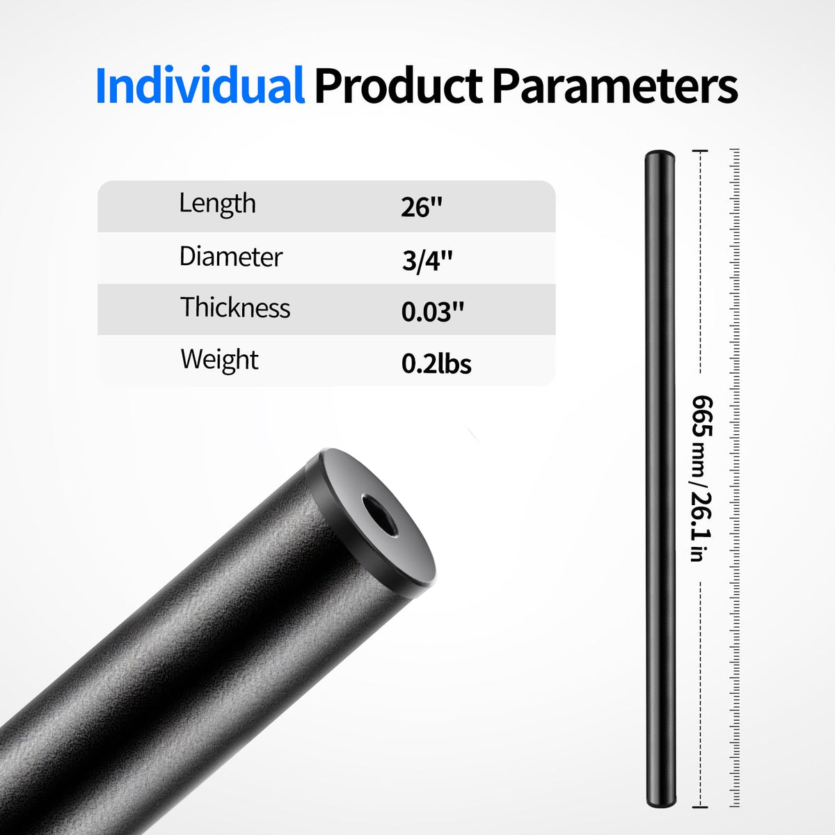 101 Pack 26" x 3/4" Black Round Aluminum Balusters A705555