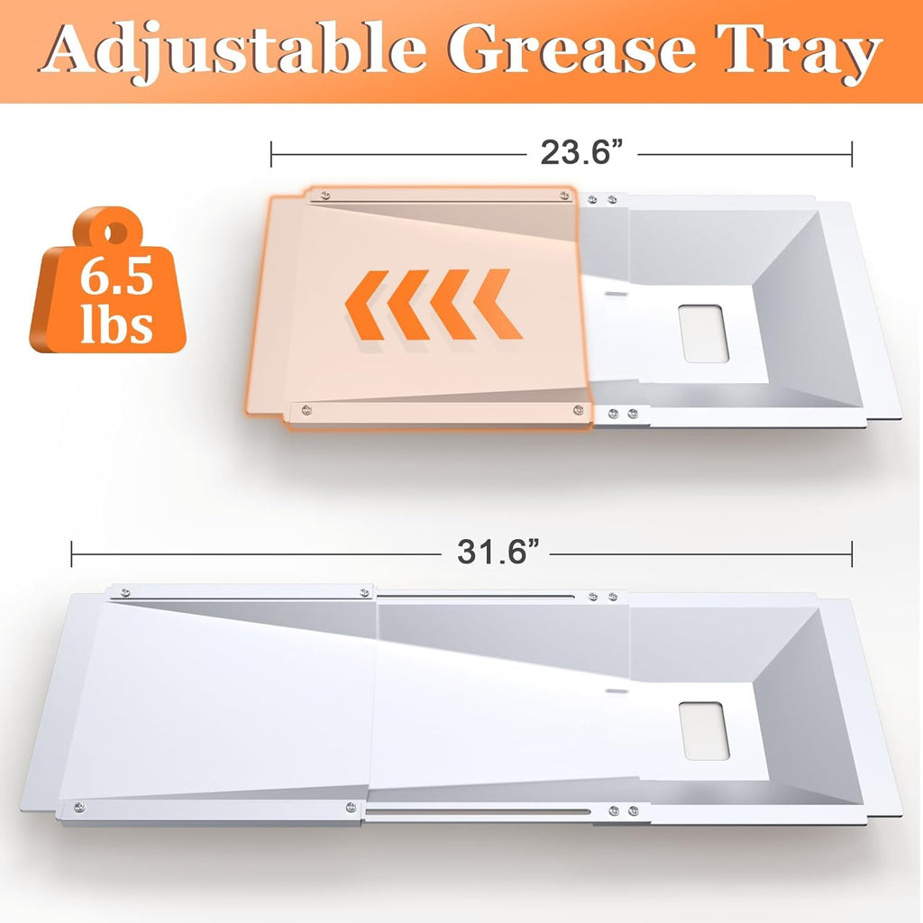 Universal Grease Tray with Catch Pan Adjustable Drip Pan for Gas Grill O7099