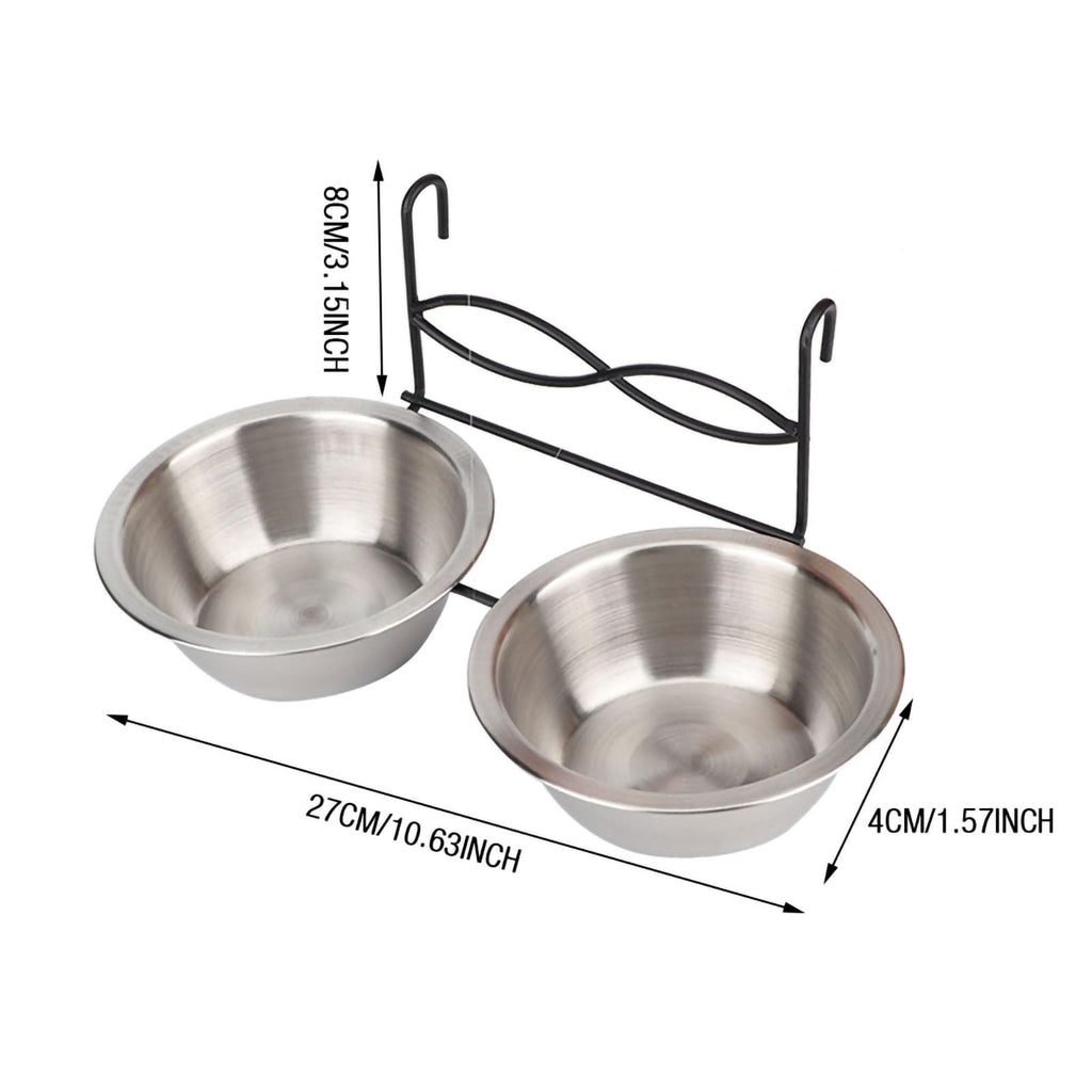 Stainless Steel Hanging Pet Bowls, 2 Bowls 1 Hook Y9257
