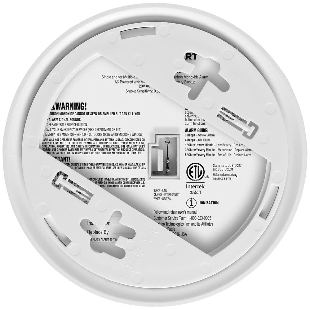 Hardwire Combination Smoke & Carbon Monoxide Alarm with Battery Backup, 5 Pack W95859