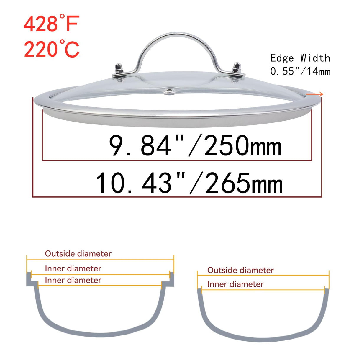 10 Inch Clear Glass Pot Lid C3668