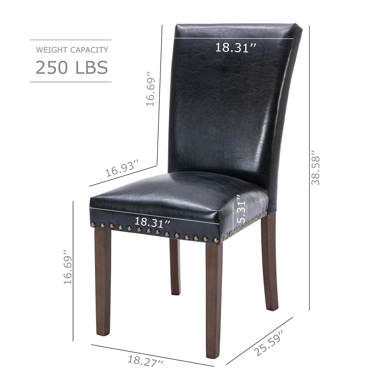 High Back Upholstered Dining Chairs Set of 2 Black F5990