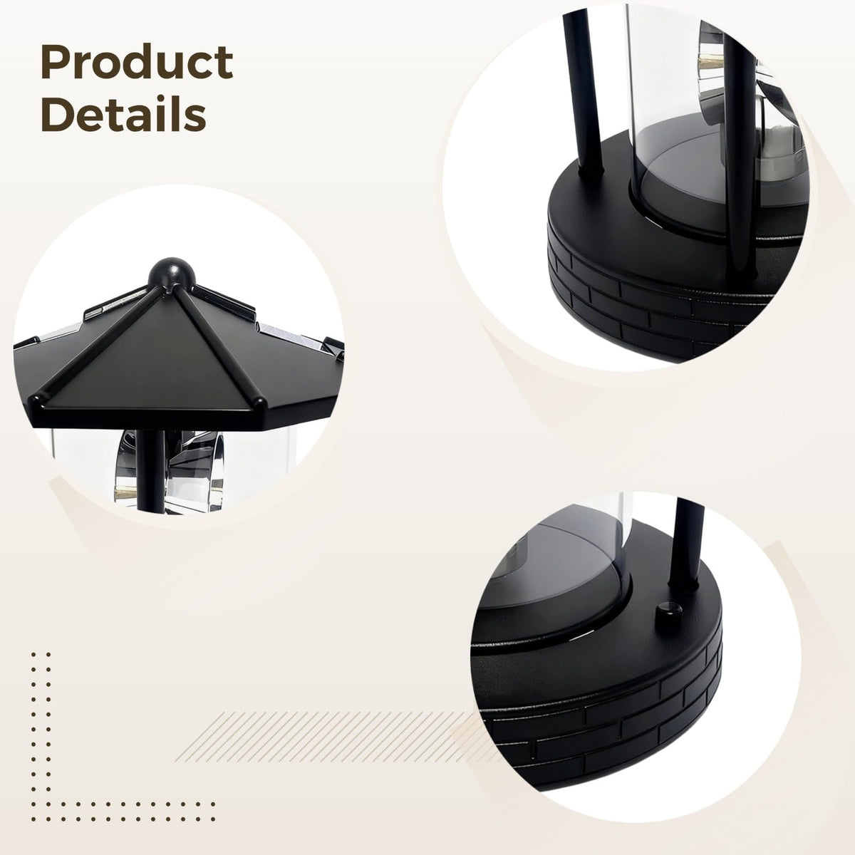 Solar Lighthouse with Rotating Beacon, LED Rotating Lighthouse Lamp, 5.7 x 5.7 x 6.9 in L641
