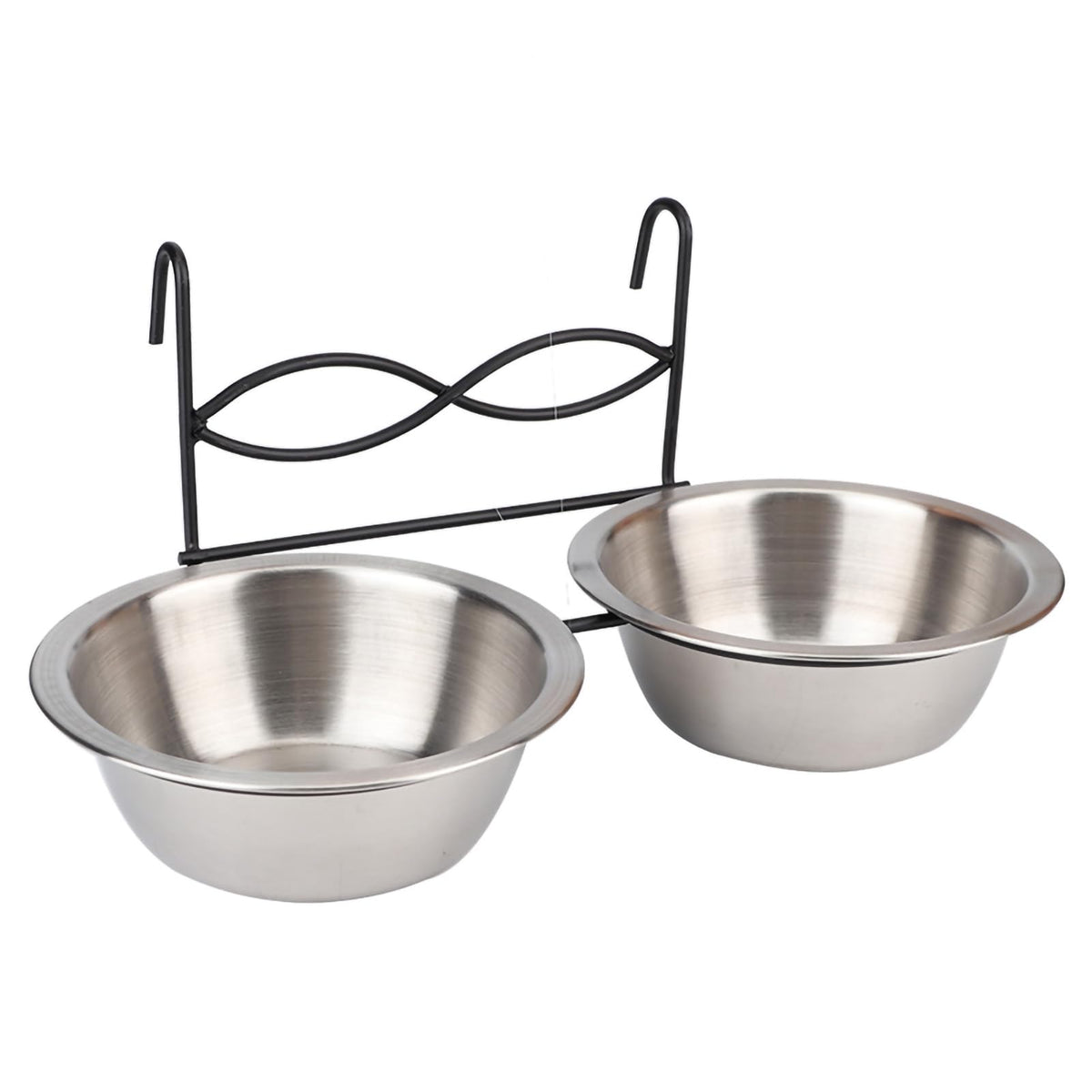 Stainless Steel Hanging Pet Bowls, 2 Bowls 1 Hook Y9257
