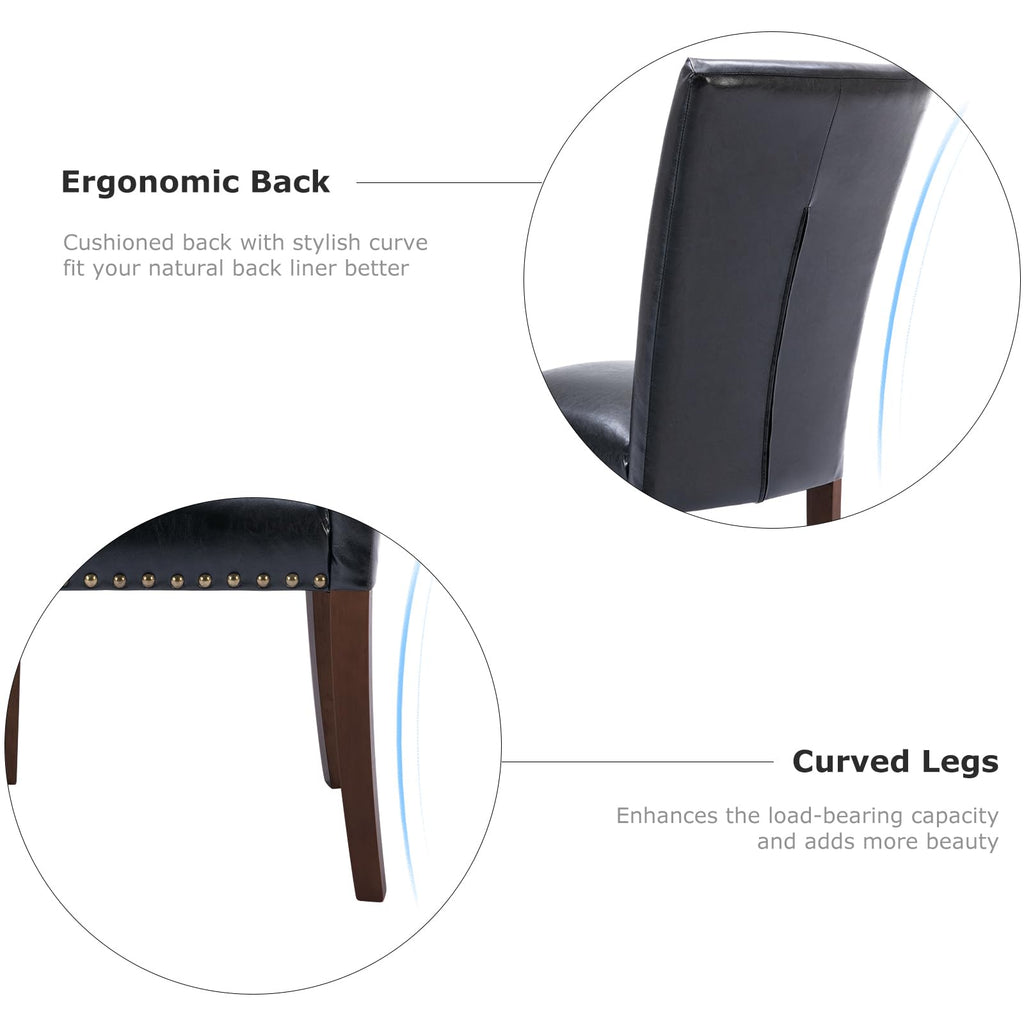 High Back Upholstered Dining Chairs Set of 2 Black F5990