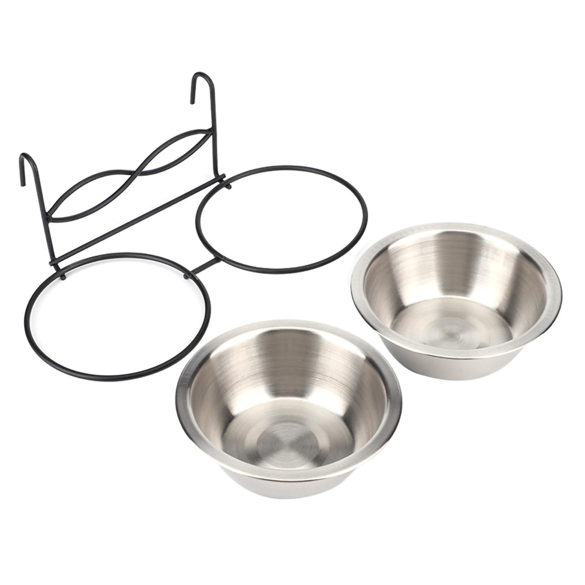 Stainless Steel Hanging Pet Bowls, 2 Bowls 1 Hook Y9257