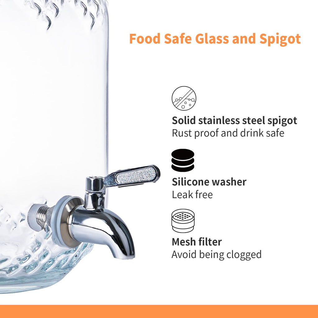 1 Gallon Glass Beverage Dispenser with Stand and Fruit Infuser X140