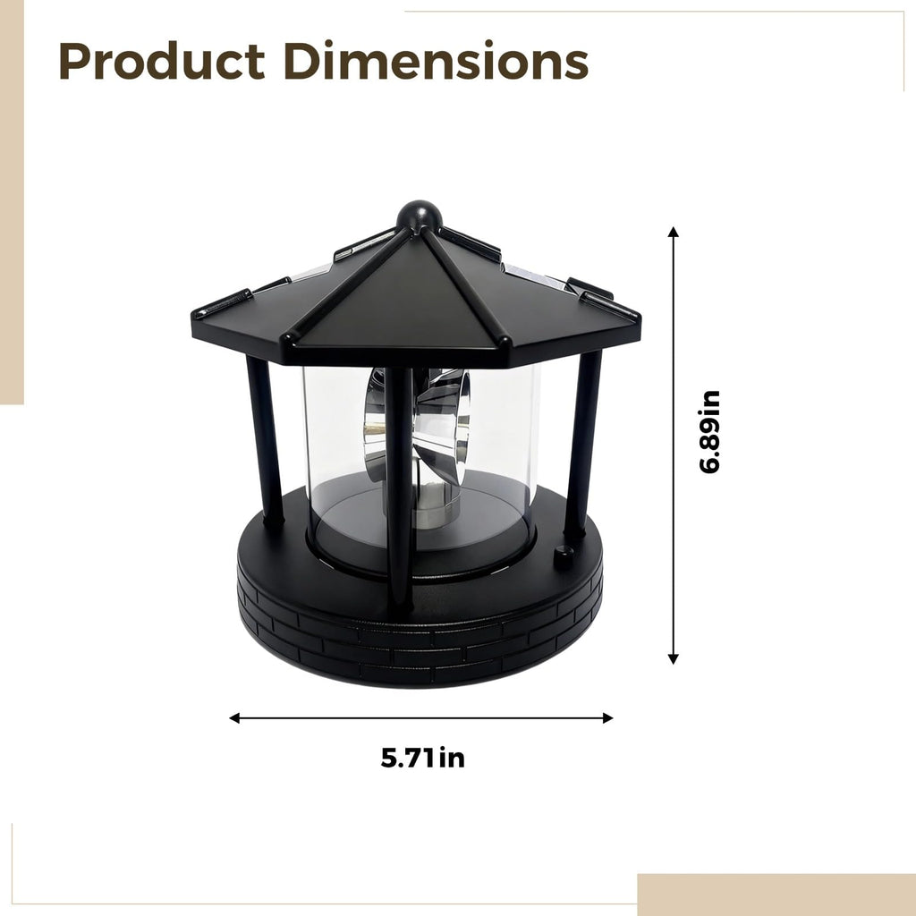 Solar Lighthouse with Rotating Beacon, LED Rotating Lighthouse Lamp, 5.7 x 5.7 x 6.9 in L641
