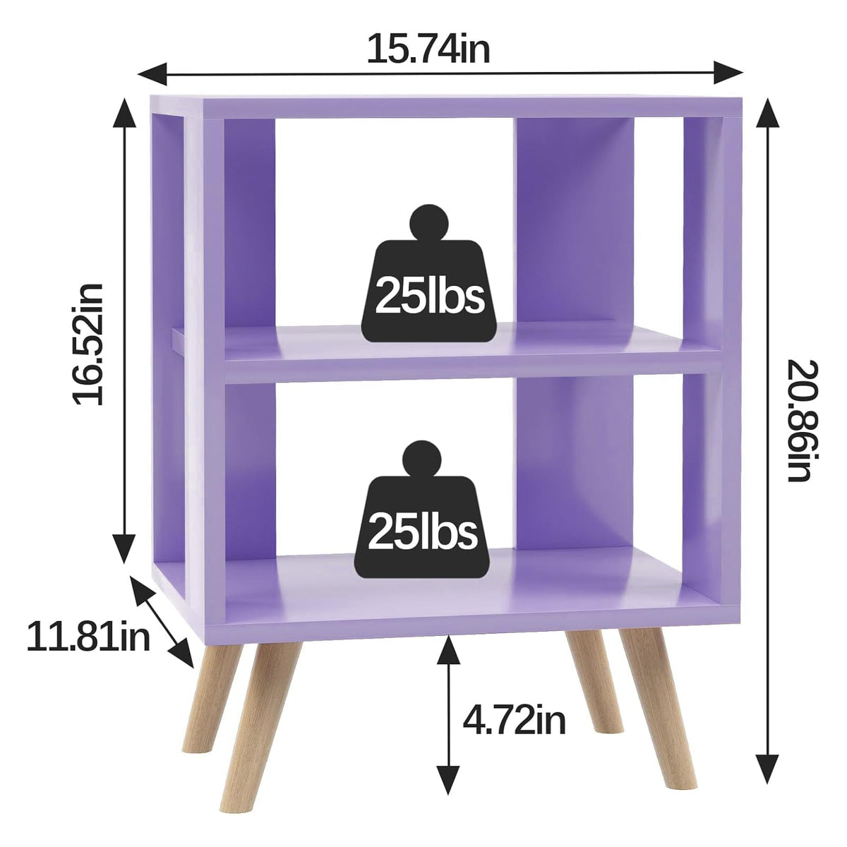 Purple 2-Tier Wooden Nightstand S4182
