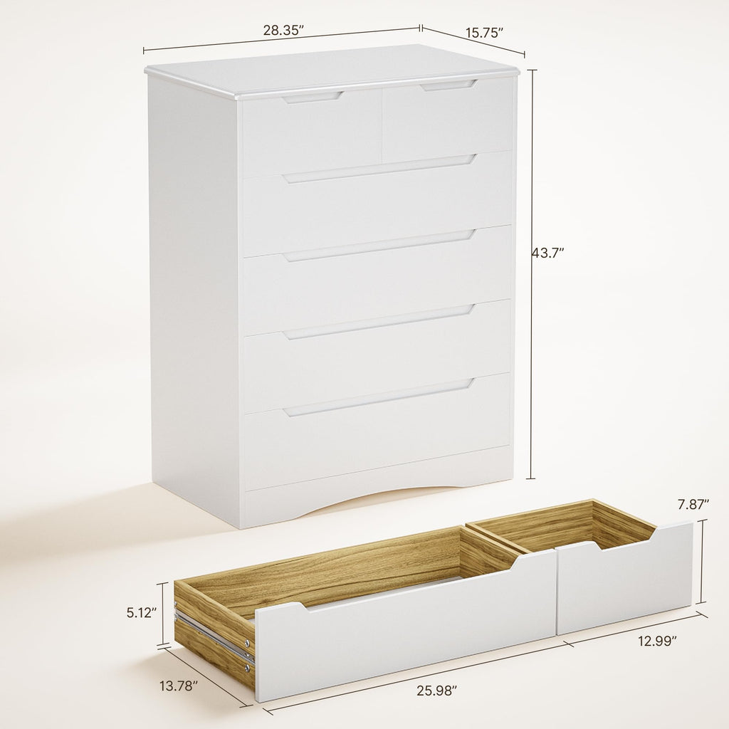 White 6 Drawer Dresser C873652