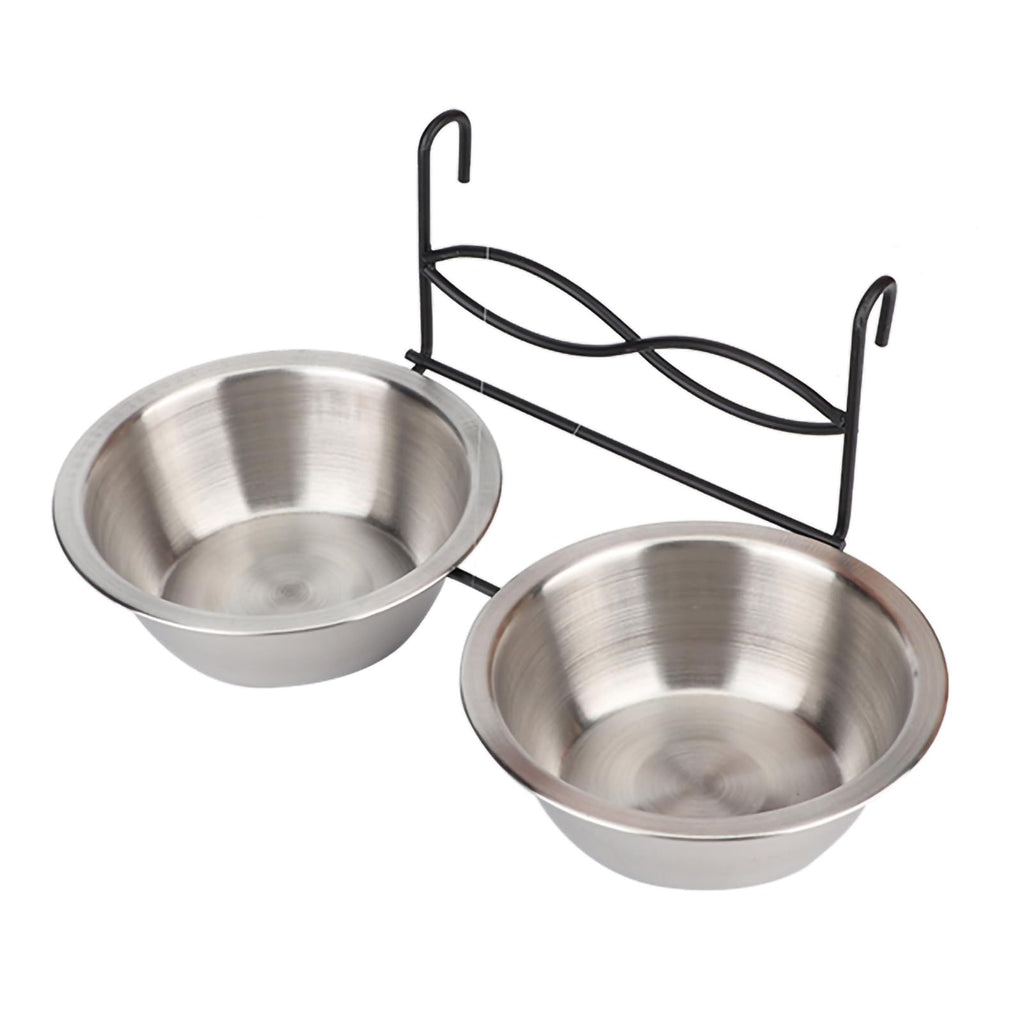 Stainless Steel Hanging Pet Bowls, 2 Bowls 1 Hook Y9257
