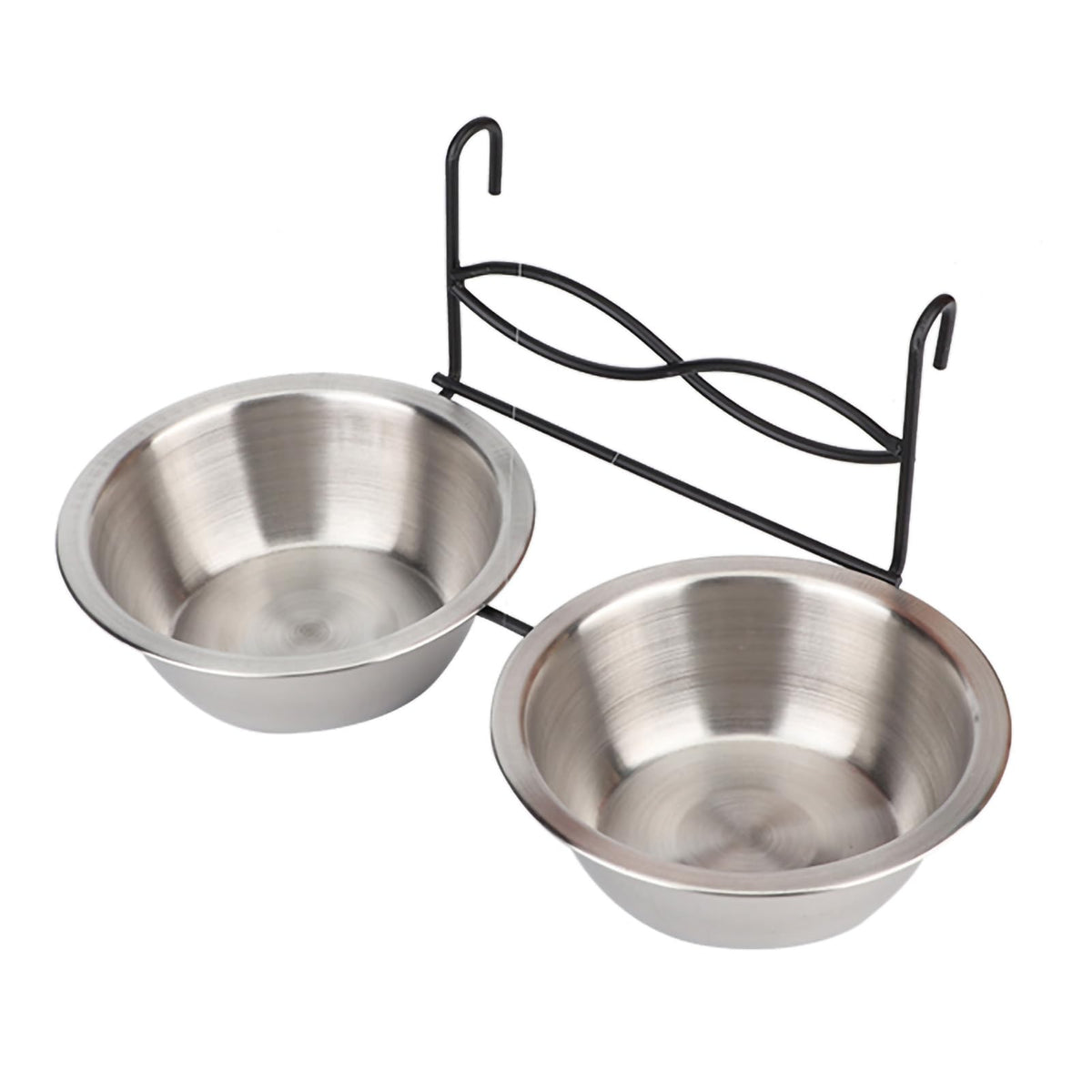 Stainless Steel Hanging Pet Bowls, 2 Bowls 1 Hook Y9257