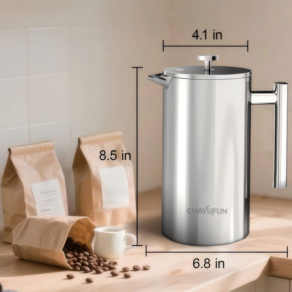 Stainless Steel French Press Coffee Maker 34oz I762420