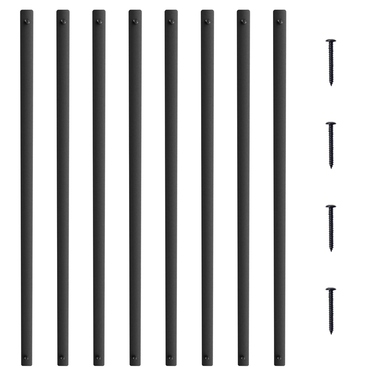 29.5"x1" Flat Aluminum Alloy 51 Pack Satin Black Metal Balusters O262