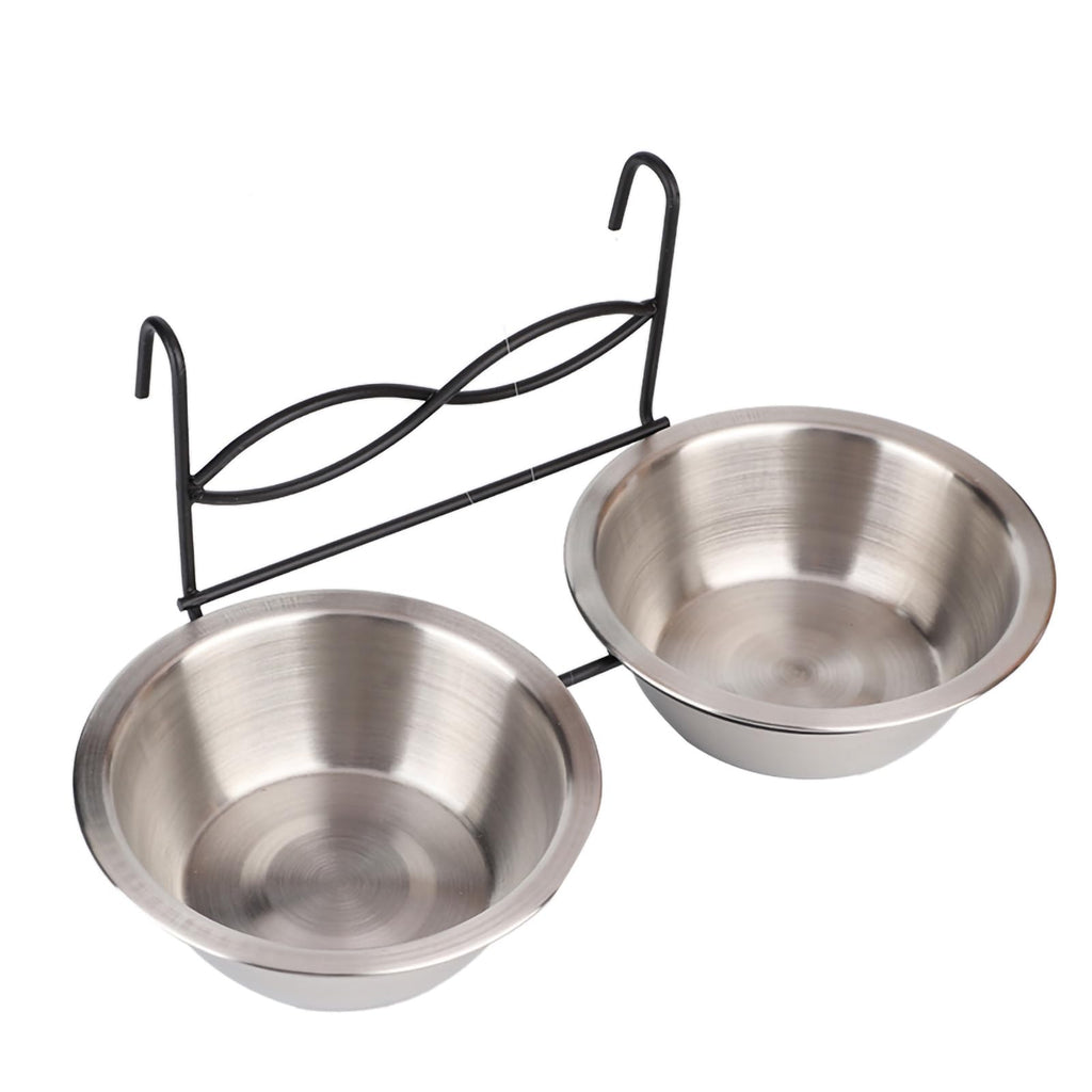 Stainless Steel Hanging Pet Bowls, 2 Bowls 1 Hook Y9257