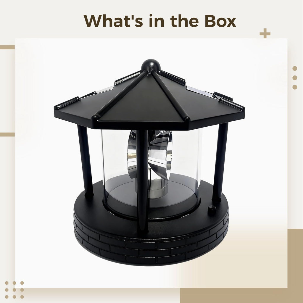 Solar Lighthouse with Rotating Beacon, LED Rotating Lighthouse Lamp, 5.7 x 5.7 x 6.9 in L641