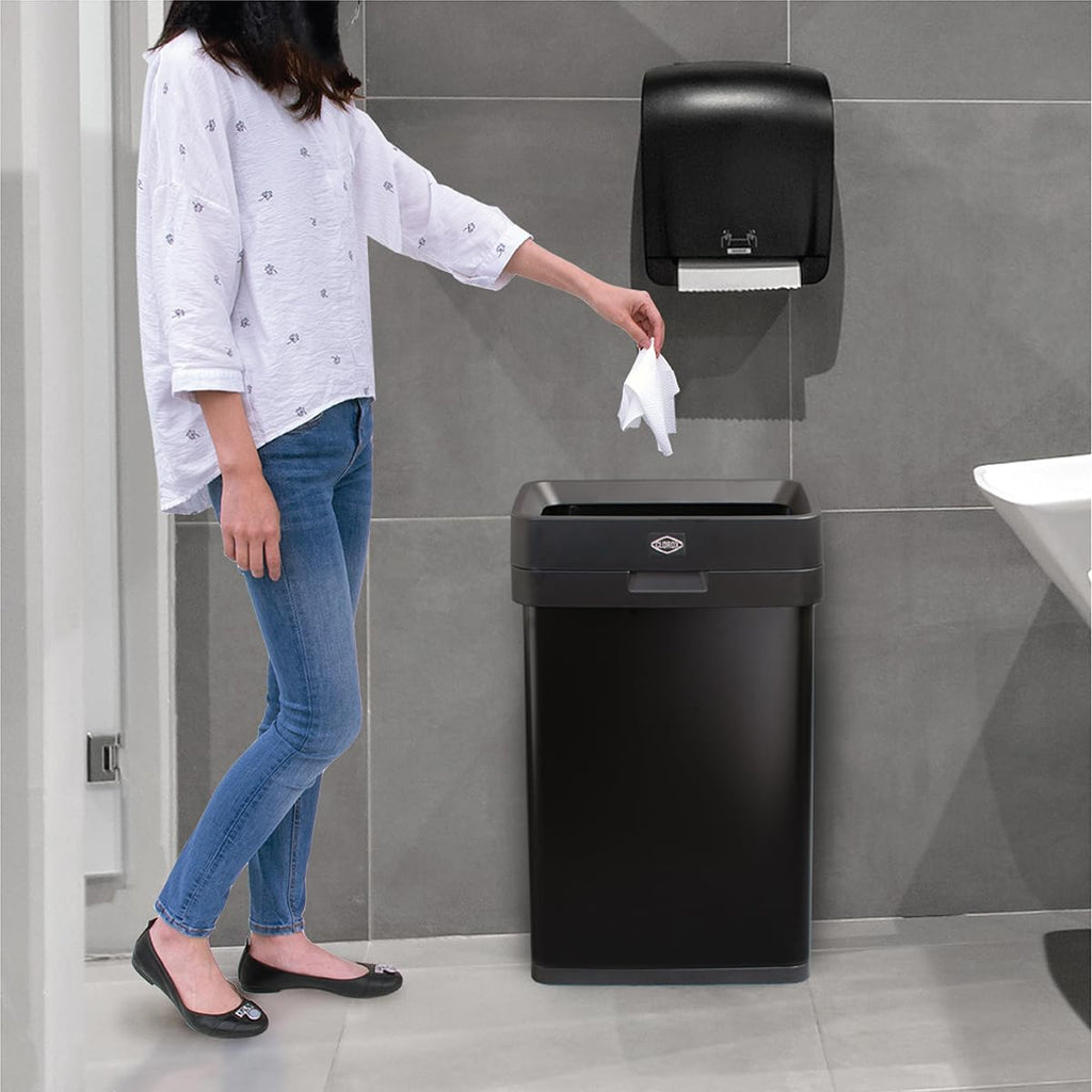 Slim Open Top Stainless Steel Trash Can, Matte Black, 13 Gal / 50L X702