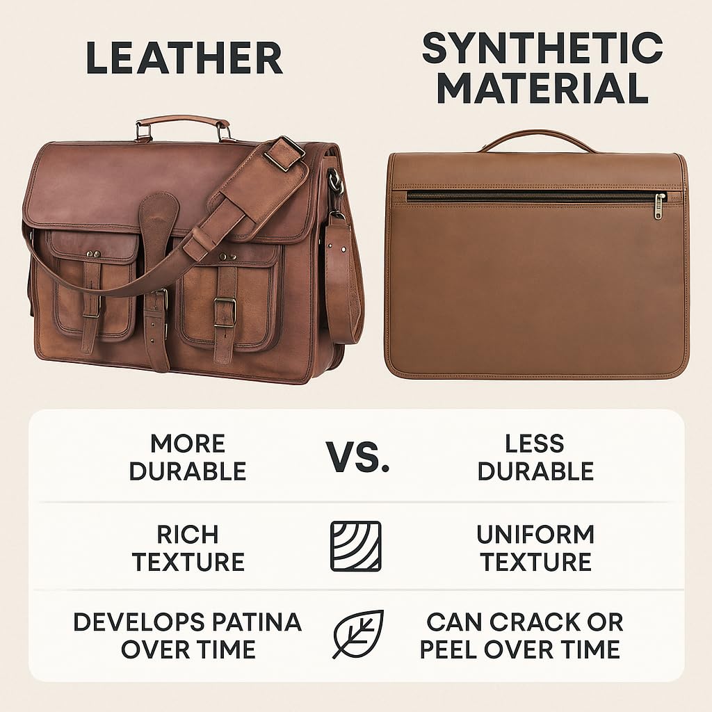 18 inch Leather Messenger Bag A9458