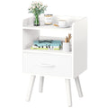 Modern Nightstand with Drawer and Open Storage Shelf H80075
