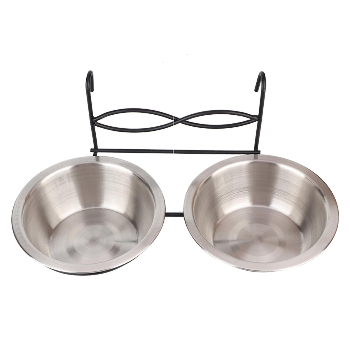 Stainless Steel Hanging Pet Bowls, 2 Bowls 1 Hook Y9257