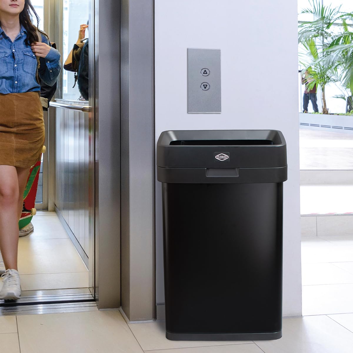 Slim Open Top Stainless Steel Trash Can, Matte Black, 13 Gal / 50L X702