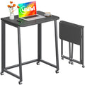 23.6" Folding Mobile Desk with Wheels, All Black M735678
