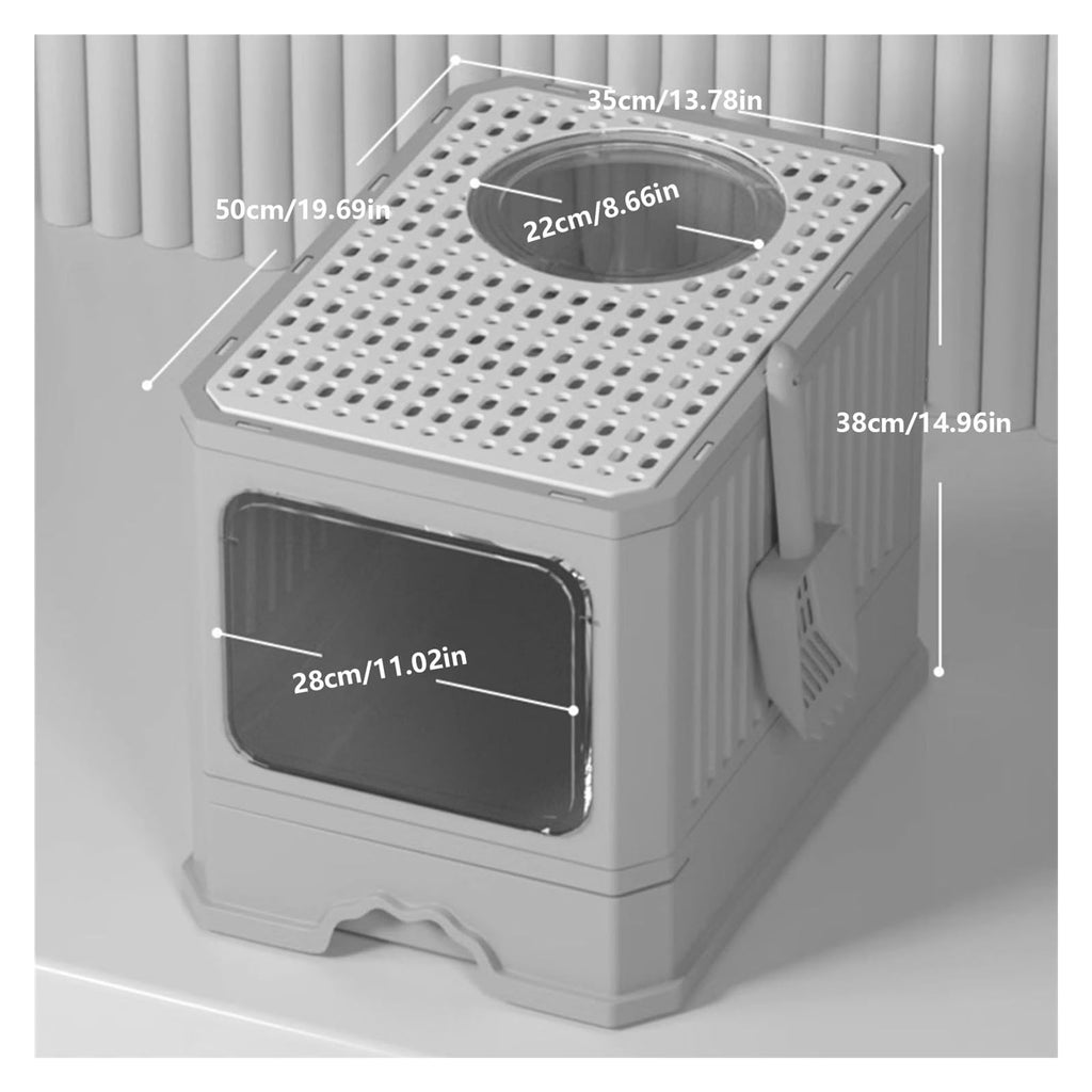 Foldable Covered Cat Litter Box with Scoop O713616