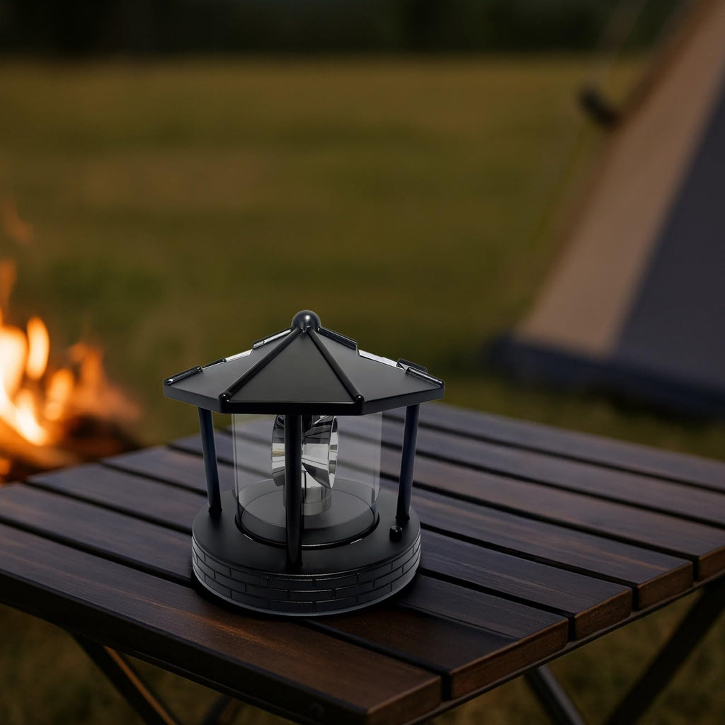 Solar Lighthouse with Rotating Beacon, LED Rotating Lighthouse Lamp, 5.7 x 5.7 x 6.9 in L641