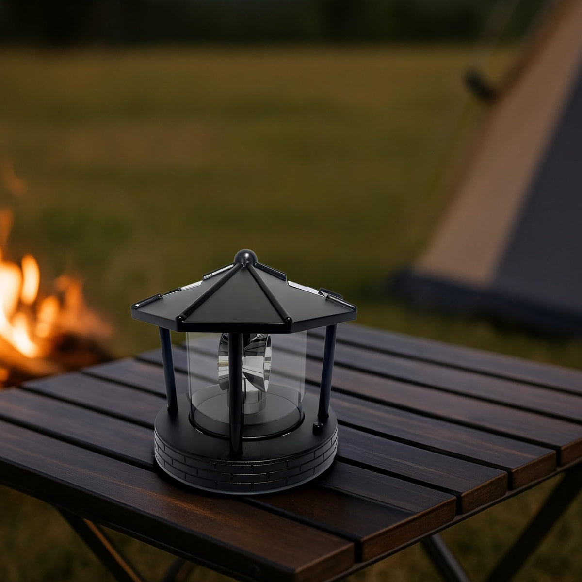 Solar Lighthouse with Rotating Beacon, LED Rotating Lighthouse Lamp, 5.7 x 5.7 x 6.9 in L641