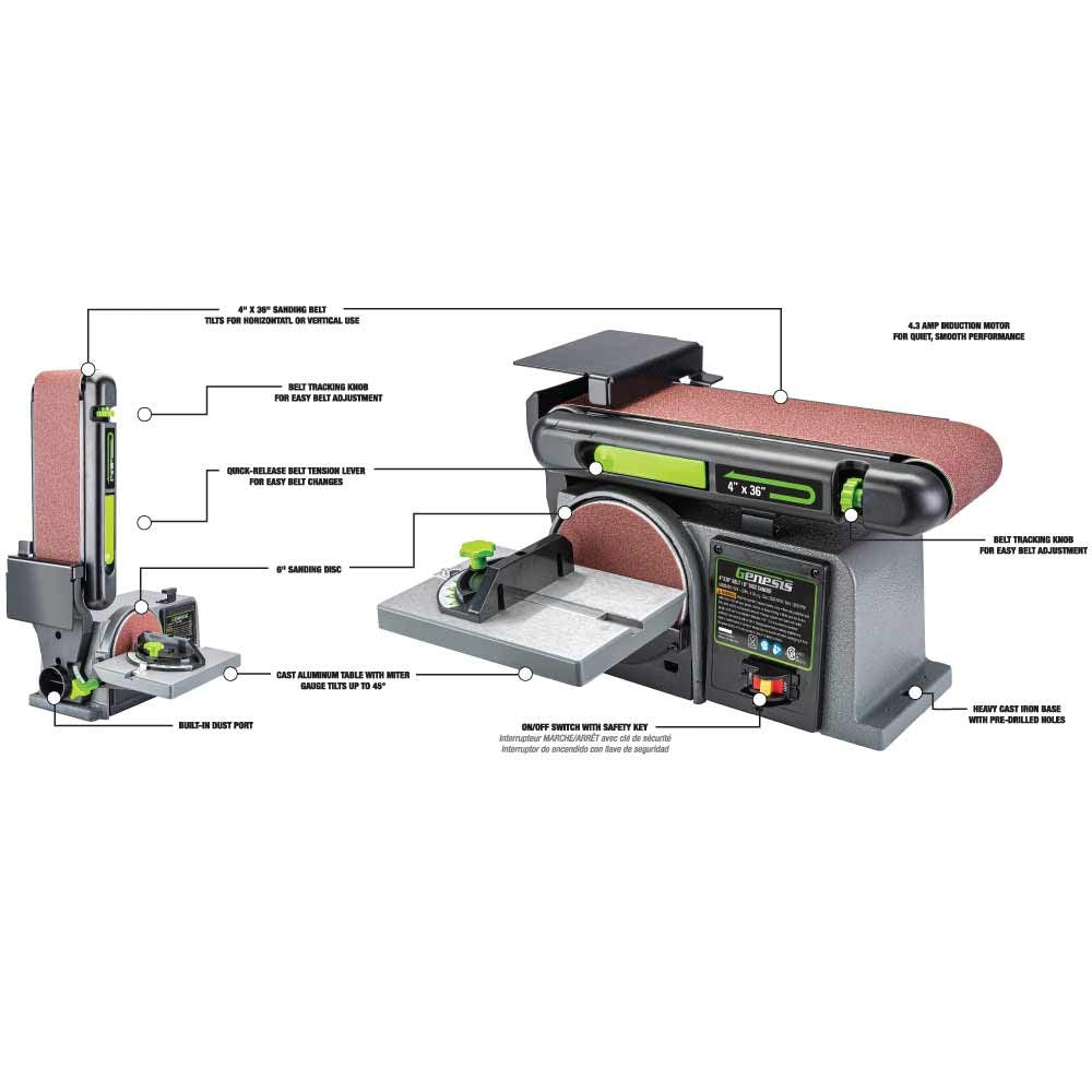 4 x 36-Inch Belt & 6-Inch Disc Benchtop Sander W2807