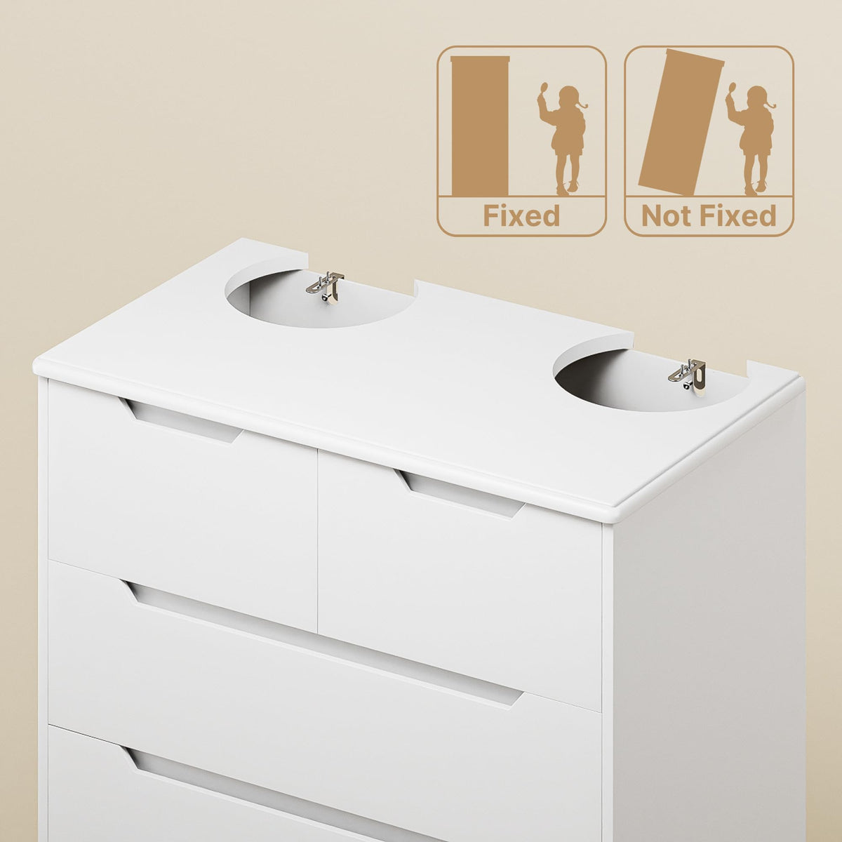 White 6 Drawer Dresser C873652