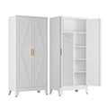 Metal Wardrobe Closet with Doors, 71'' Tall Steel Armoire with Shelves N69625