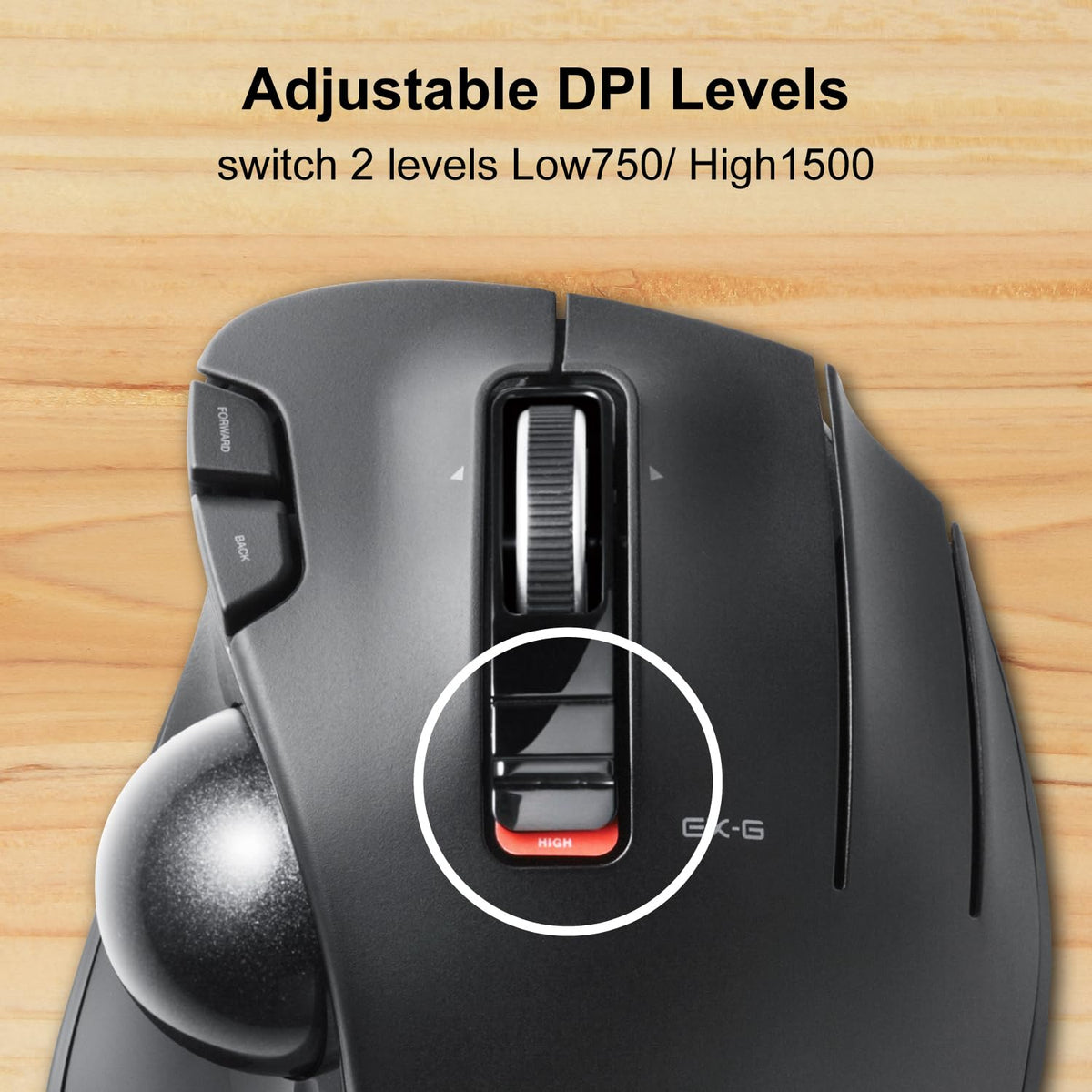 2.4GHz USB Wireless Ergonomic Trackball Mouse H761