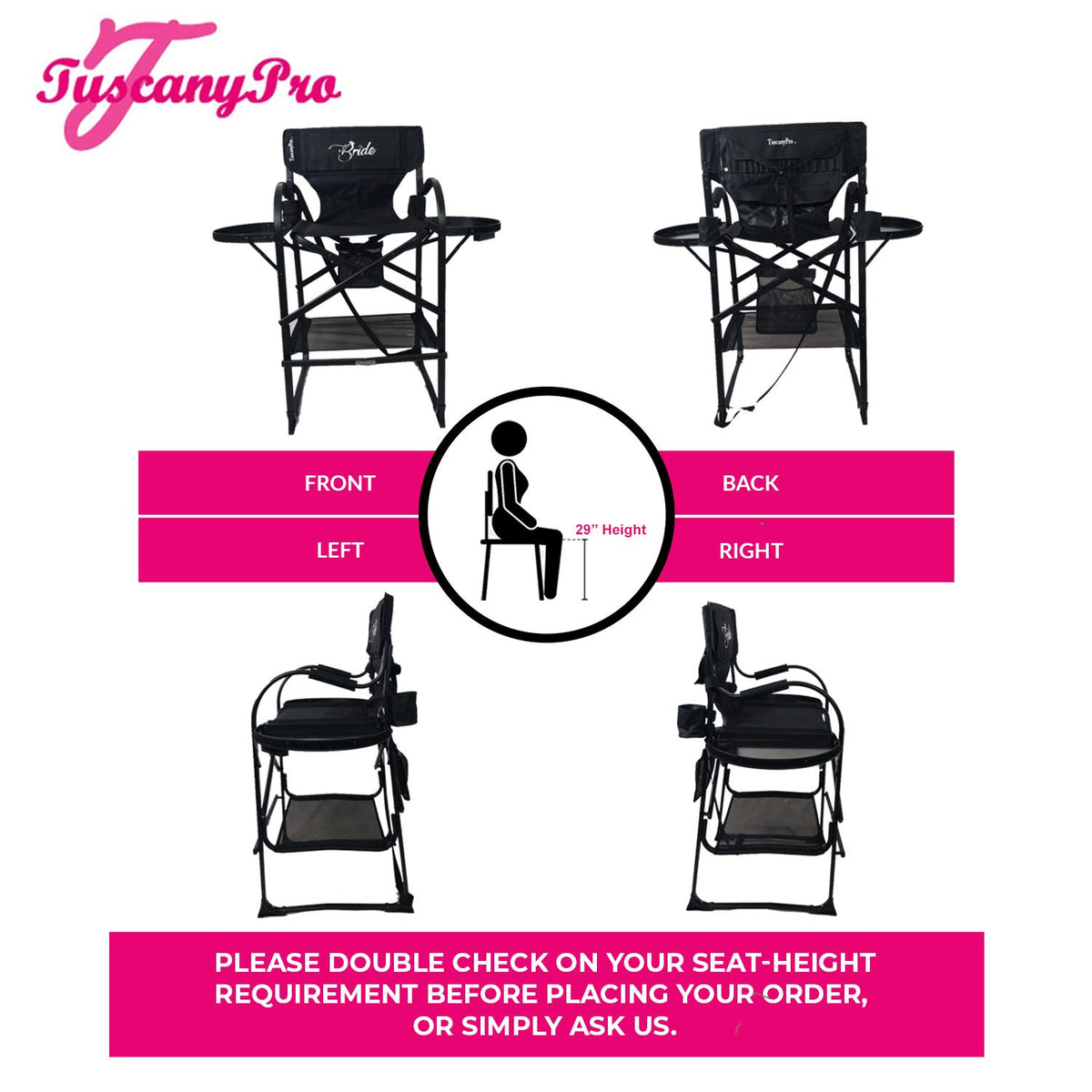 Tall Heavy Duty Director Chair with Adjustable Seat Height and Carry Bag V557729