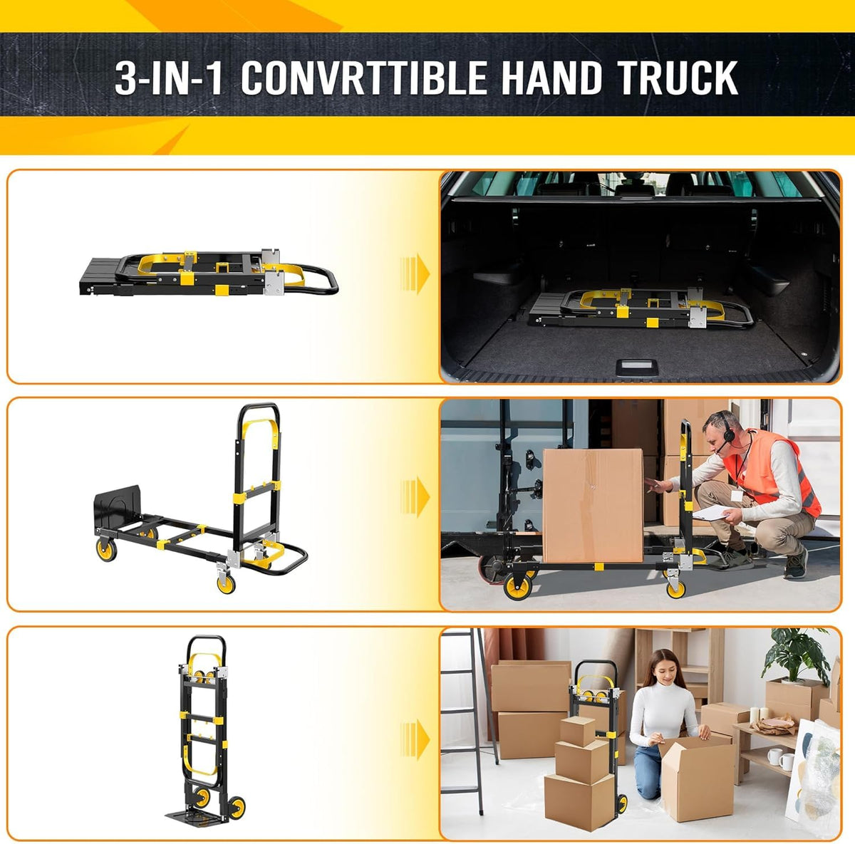 600lbs 3 in 1 Folding Hand Truck Dolly S76579