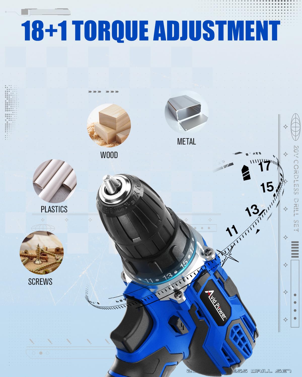 20V Cordless Drill Set with Battery and Charger D8657