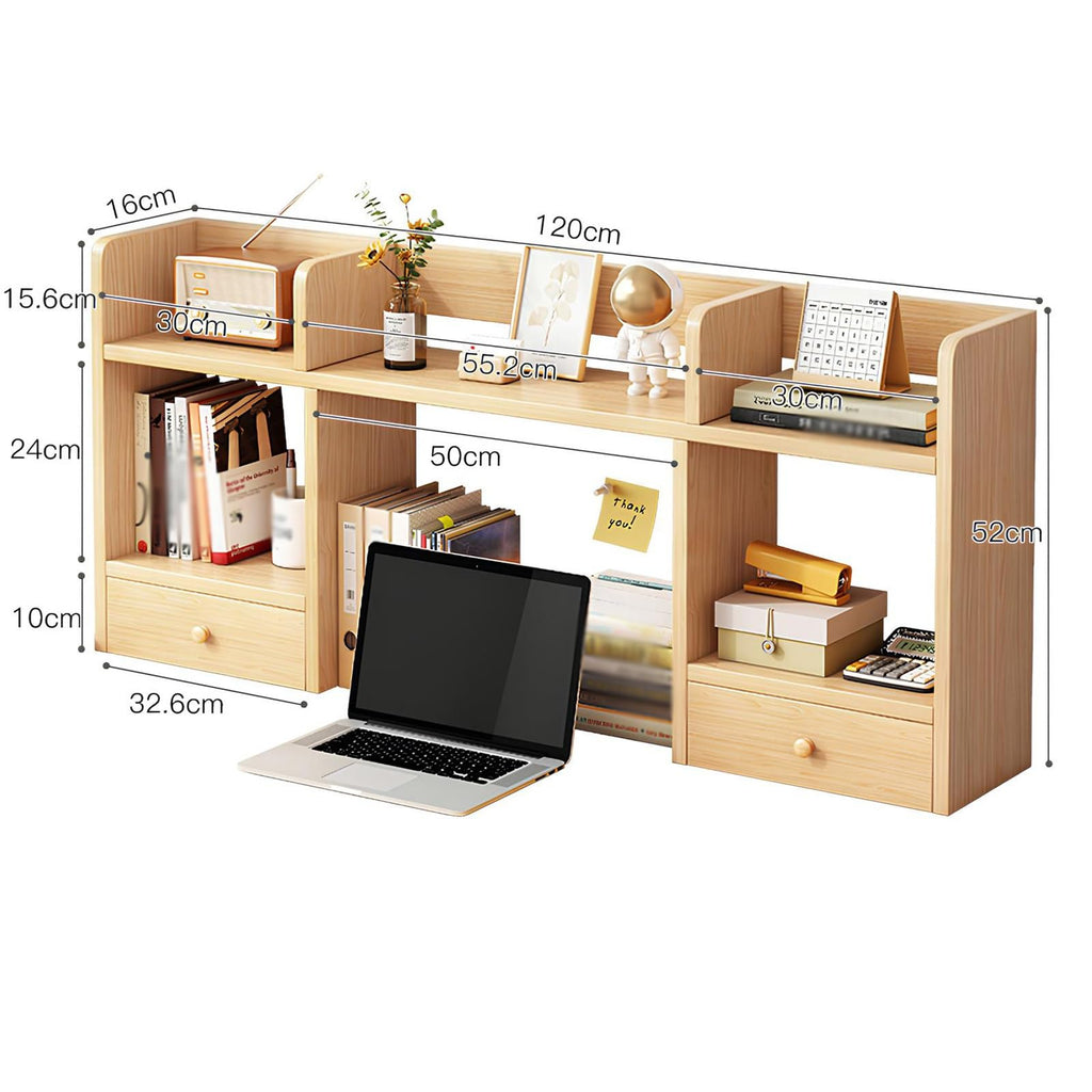 White Desktop Bookshelf Wood Storage Rack U85737