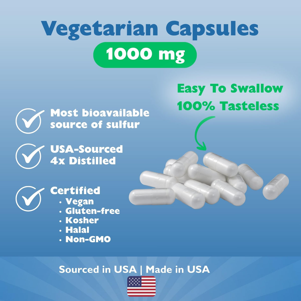 MSM 1000mg Vegetarian Capsules 120 Count V4669