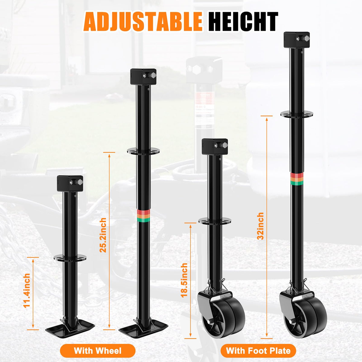 A-Frame Trailer Jack 2-in-1 5000lbs Foot Plate & 2000lbs Dual-Wheel Y35050