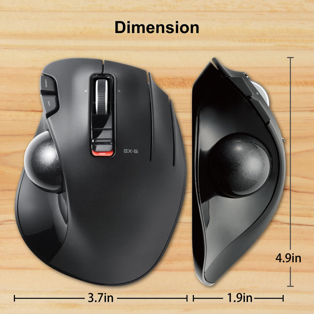 2.4GHz USB Wireless Ergonomic Trackball Mouse H761