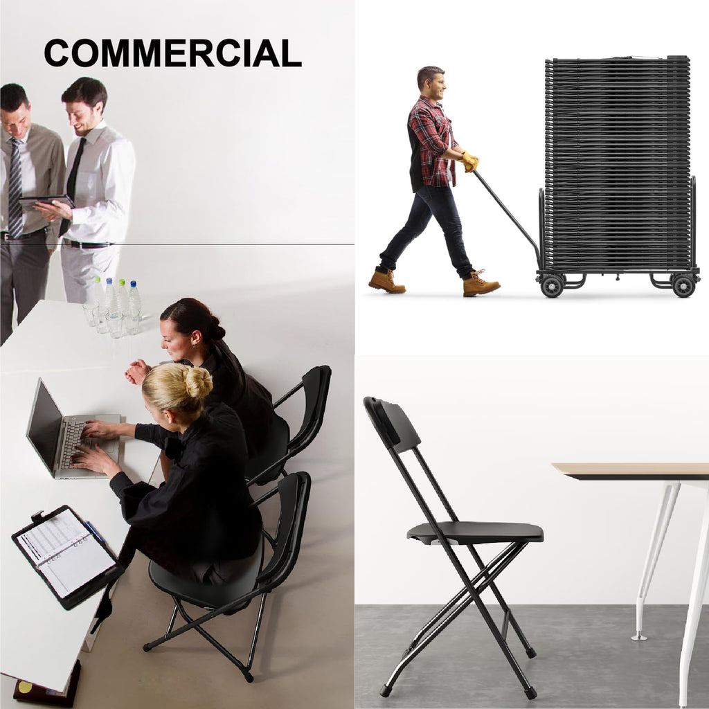 Black Plastic Folding Chairs, 10 Pack E471
