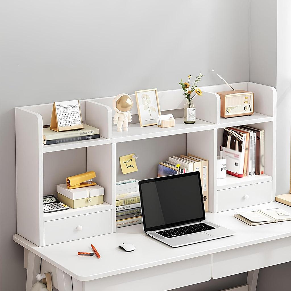 White Desktop Bookshelf Wood Storage Rack U85737