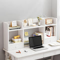 White Desktop Bookshelf Wood Storage Rack U85737