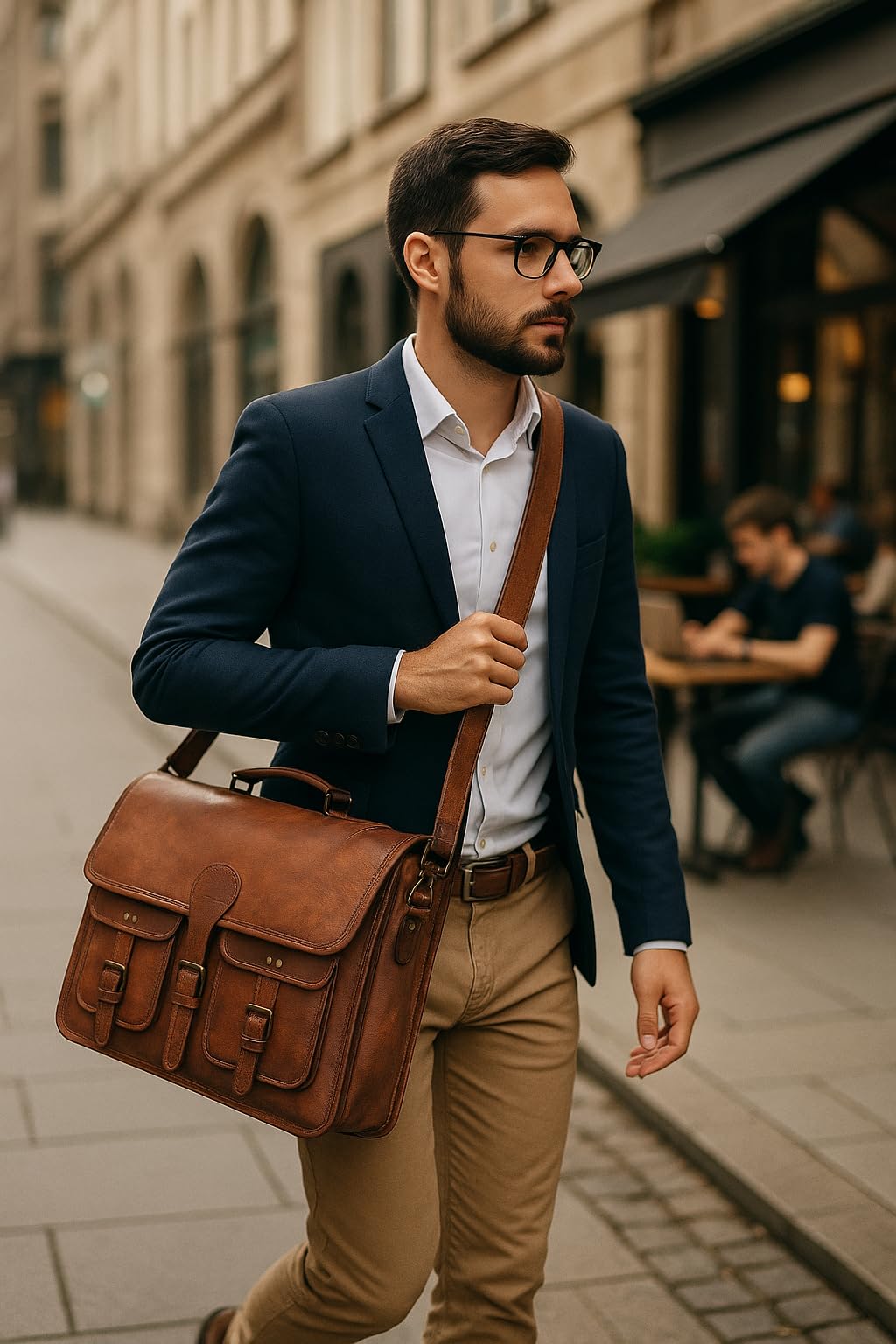 18 inch Leather Messenger Bag A9458