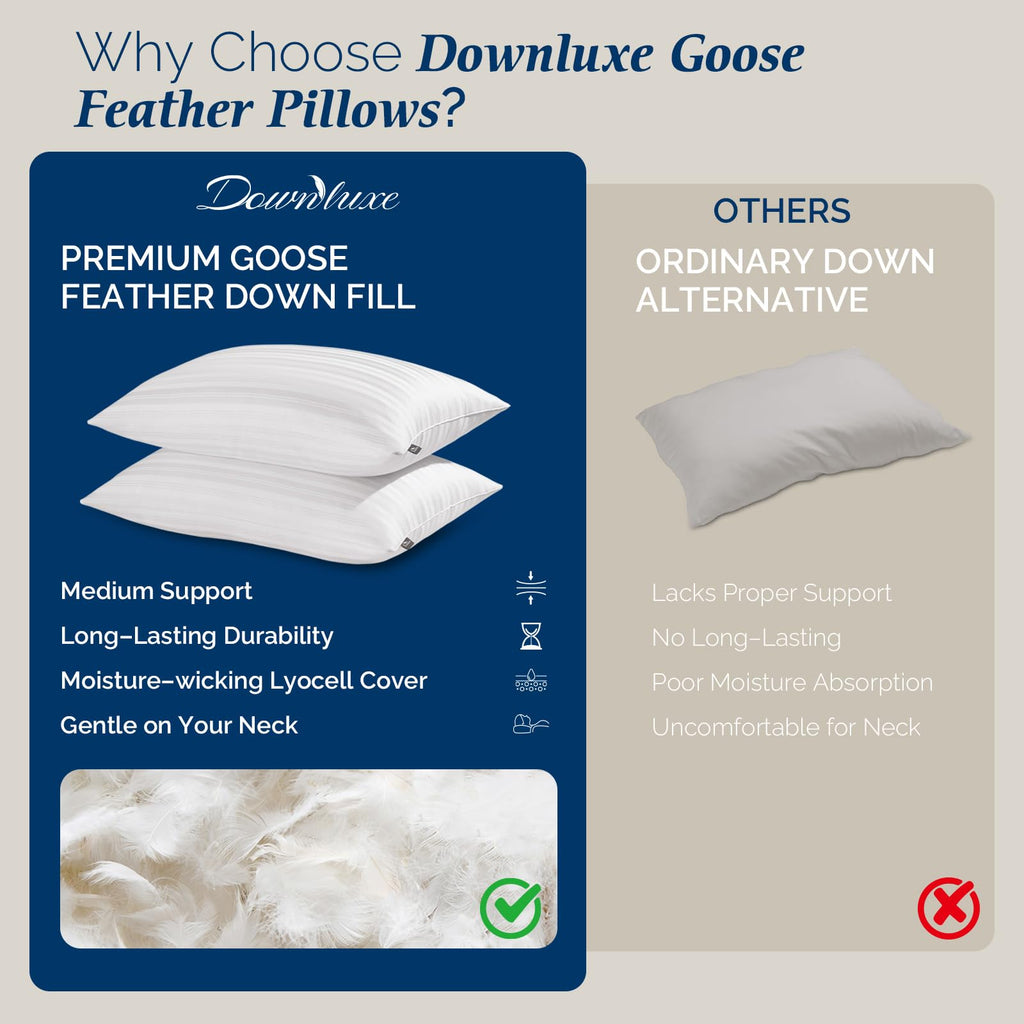 Goose Feather and Down King Size Pillows Set of 2 A347479