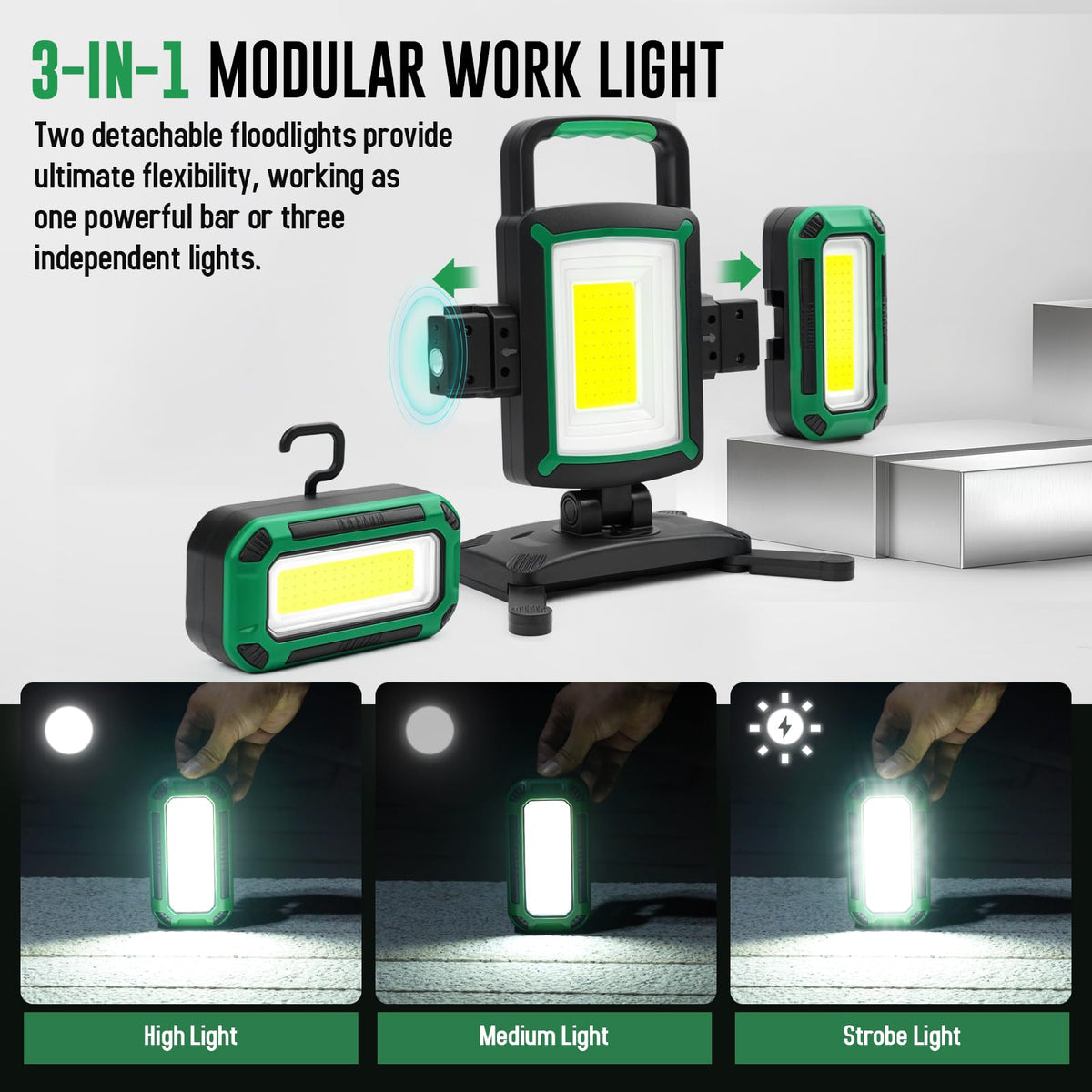 50W 5000LM Rechargeable Magnetic LED Work Light R8926